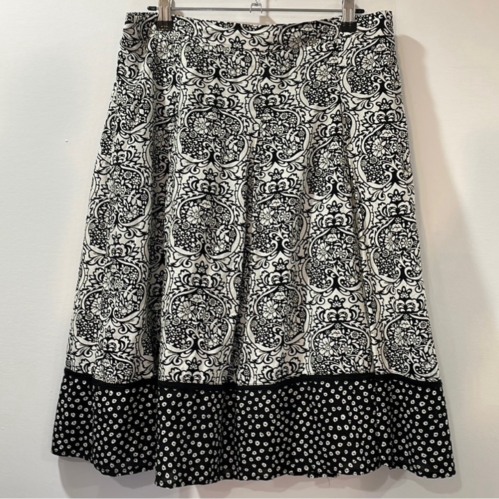 Solitaire by Ravi Khosla Floral Knee Length Boho Skirt A Line Size Large NWT